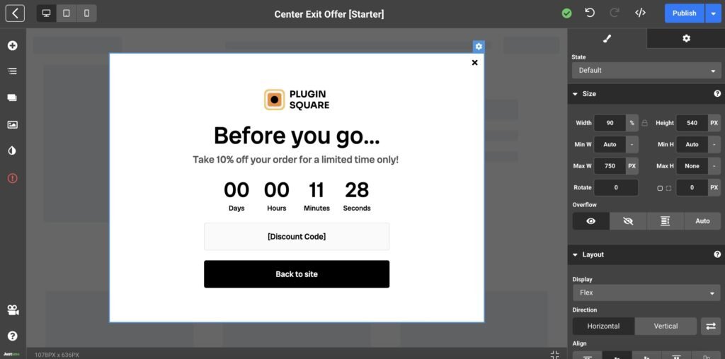 Der Popup-Editor von Justuno