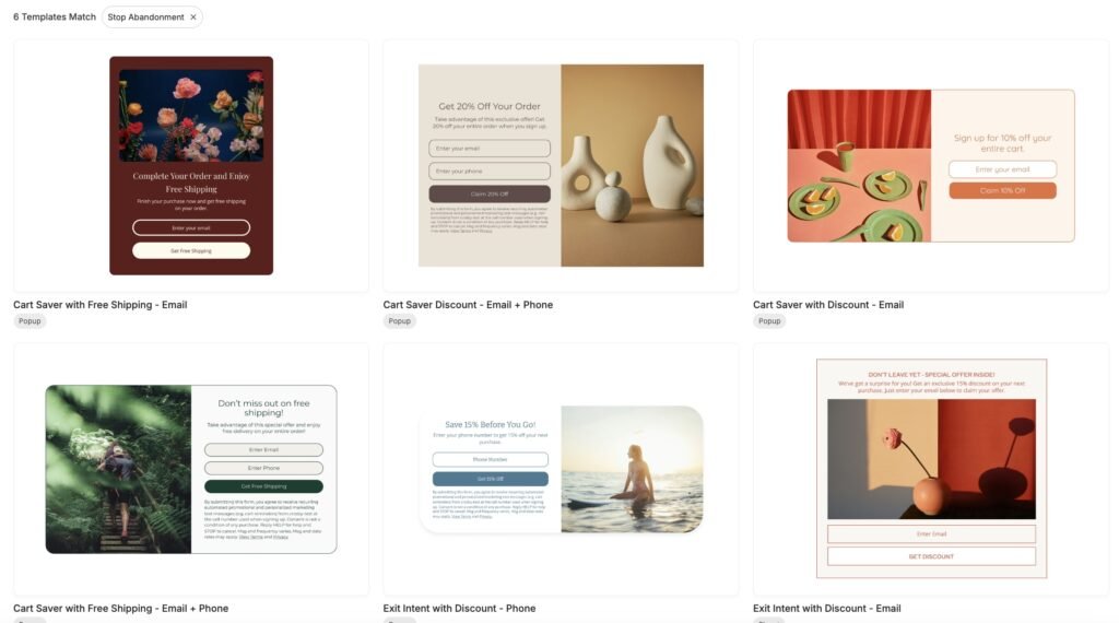 Nahansicht von Privy Popup Templates