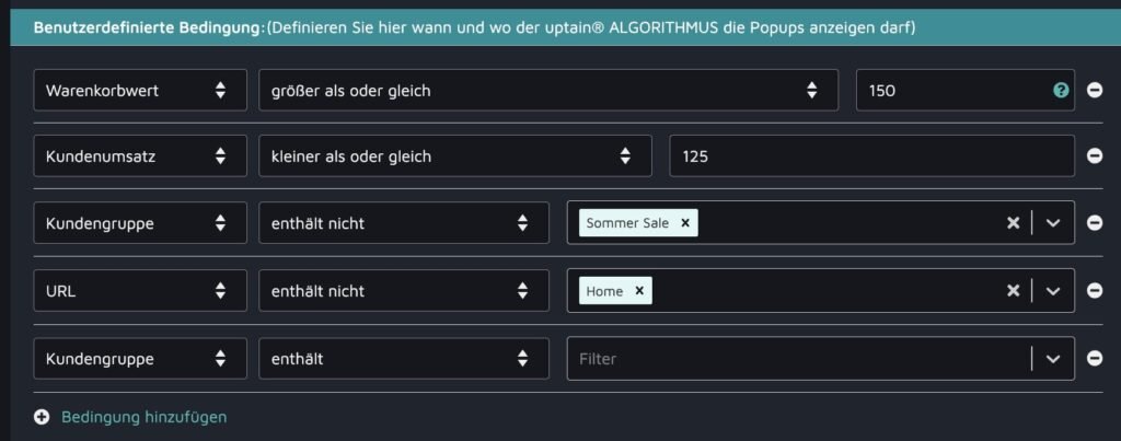 Detailierte Targeting Optionen die in uptain zur Verfügung stehen